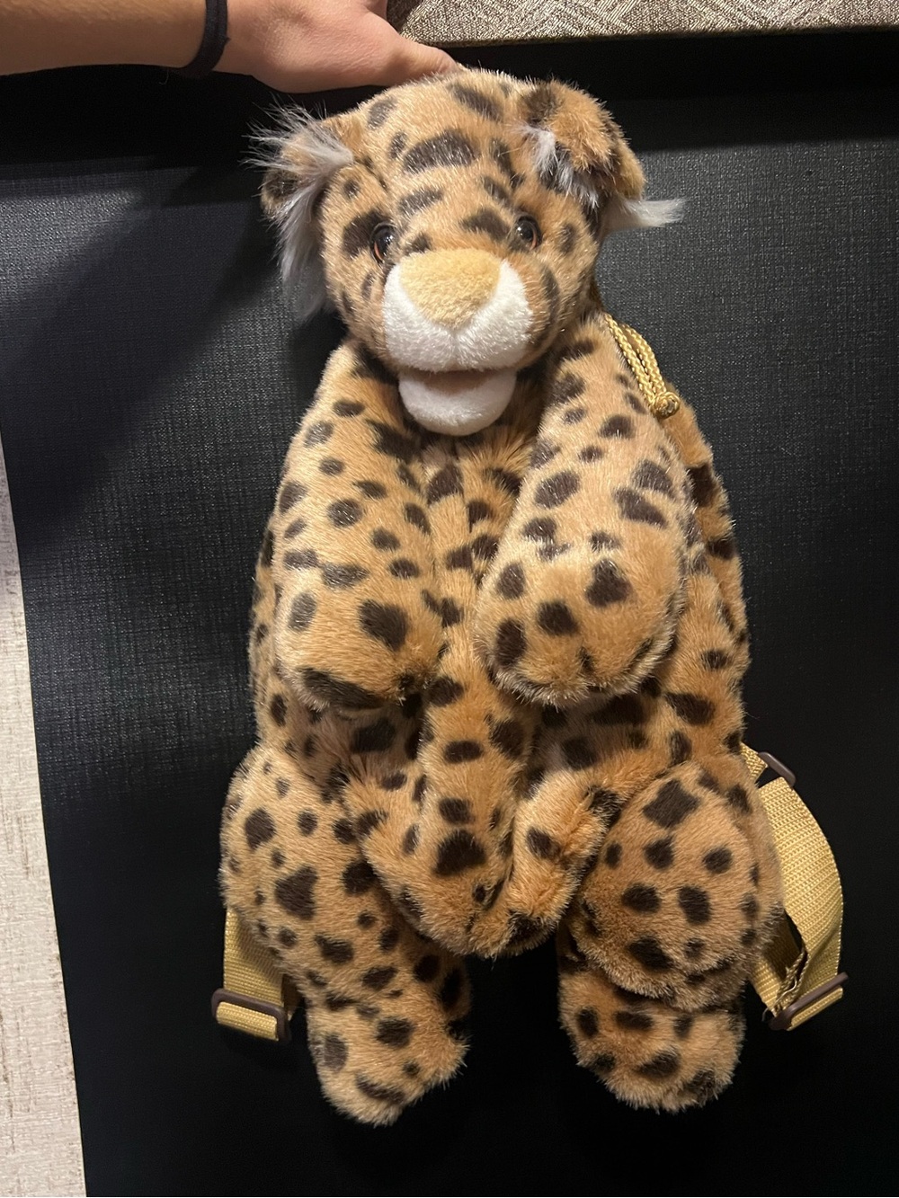 Vintage Mango Teddy Bear Co Plush Backpack Zipper Bag Brown leopard Cat Pristine